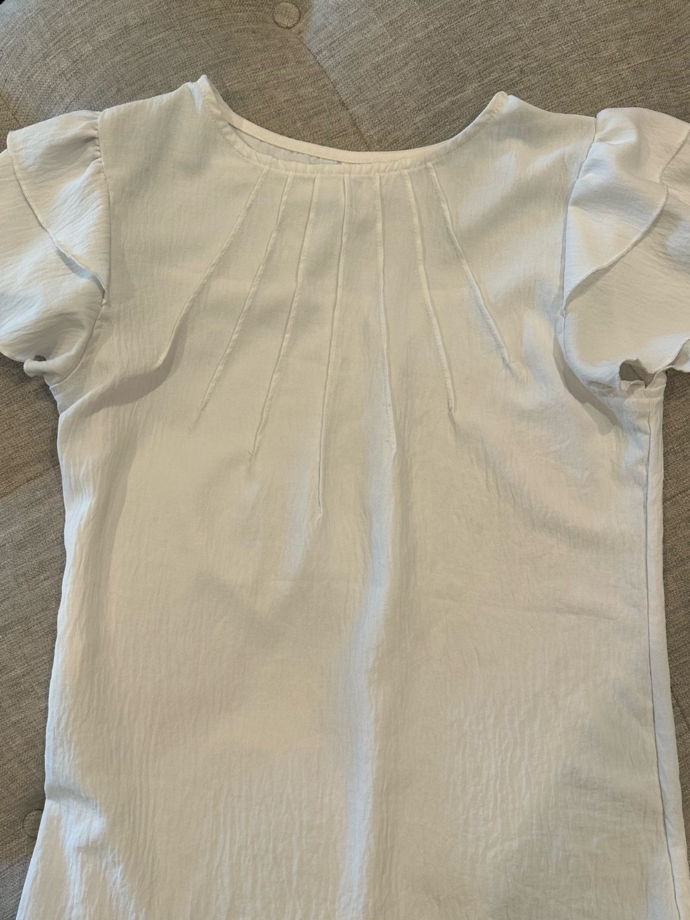 Source Unknown White Pintuck Flutter Sleeve Blouse